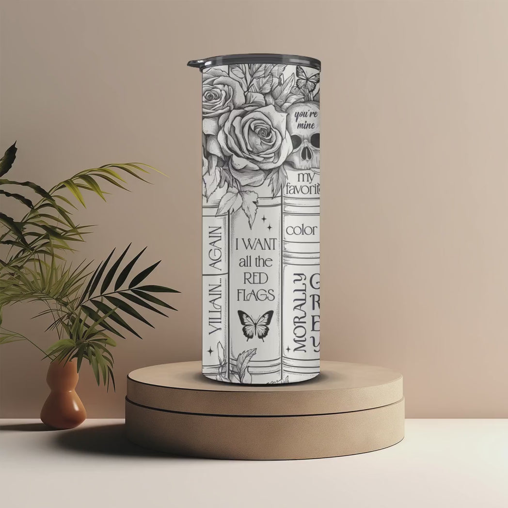 Dark Romance Bookish 20oz Skinny Tumbler Smut Era Tattoo Collage