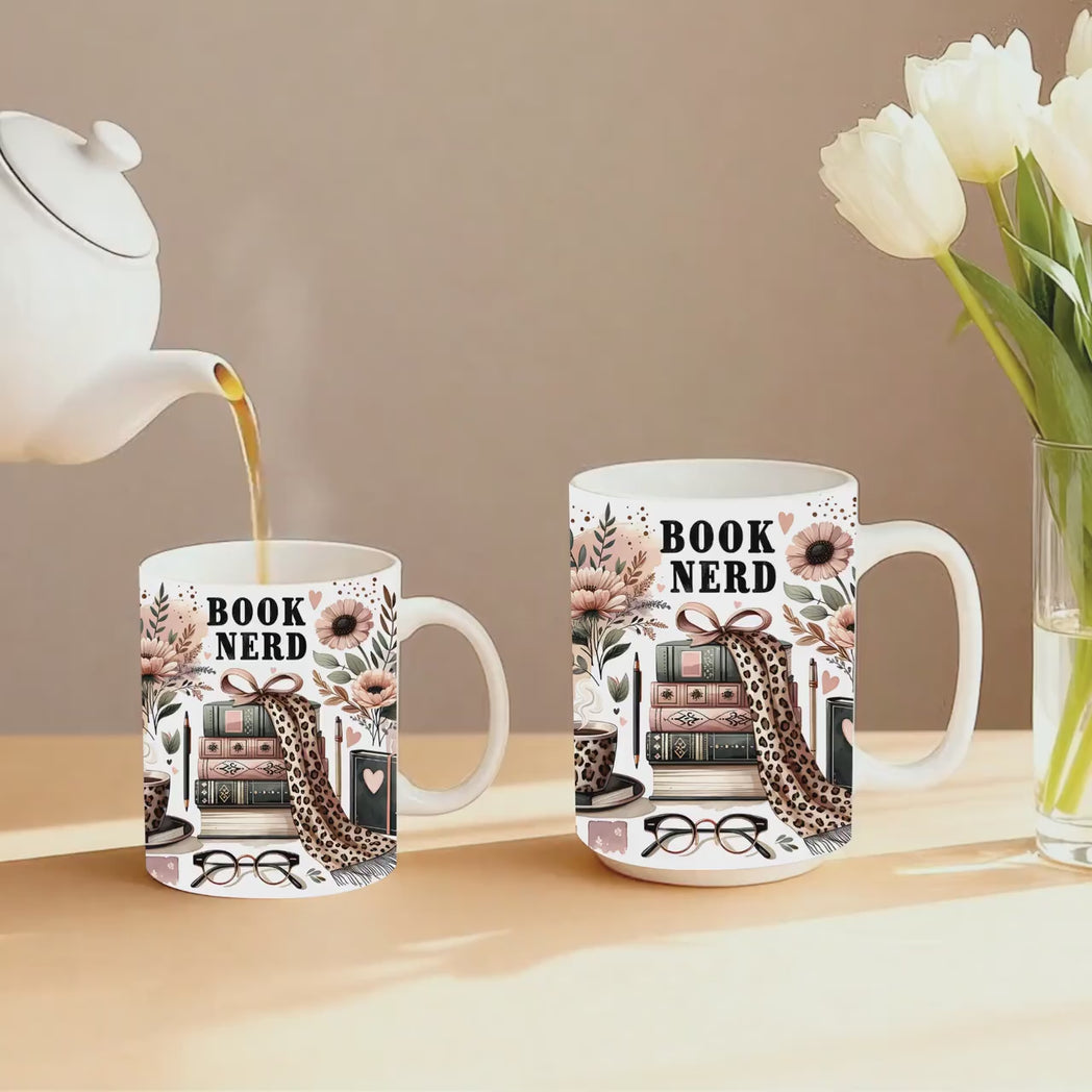 Book Nerd Leopard Print Mug 11oz 15oz Aesthetic Bookish Coffee Cup