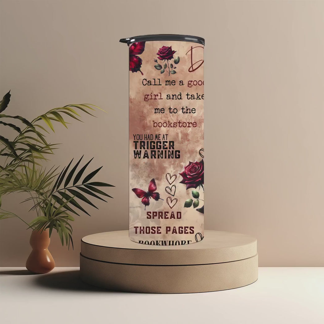 Dark Romance Girl 20oz Skinny Tumbler Smut Era Bookish Babe Gift