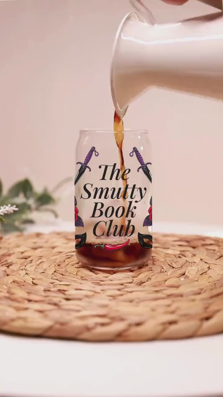 The Smutty Book Club Glass Tumbler, 16oz Can Cup, Dark Romance Gift, Frosted or Clear