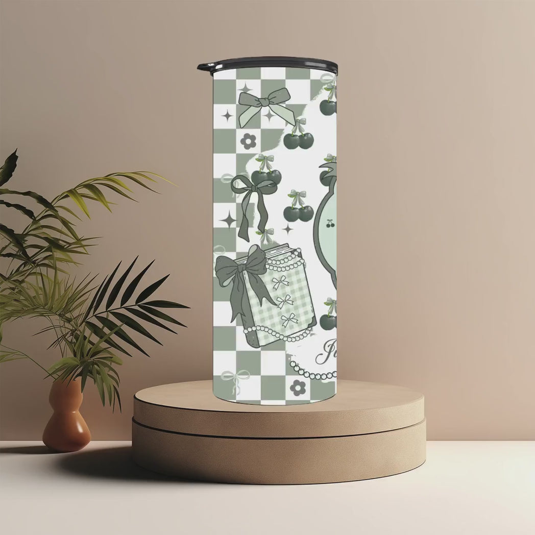 Just One More Chapter 20oz Skinny Tumbler Skeleton Bookish Gift