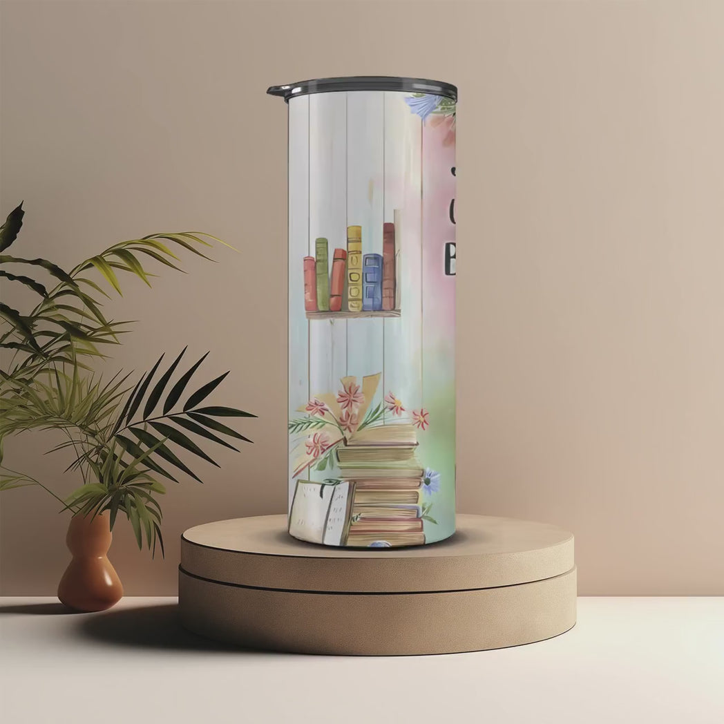 Just A Girl Who Loves Books 20oz Skinny Tumbler Bookworm Gift