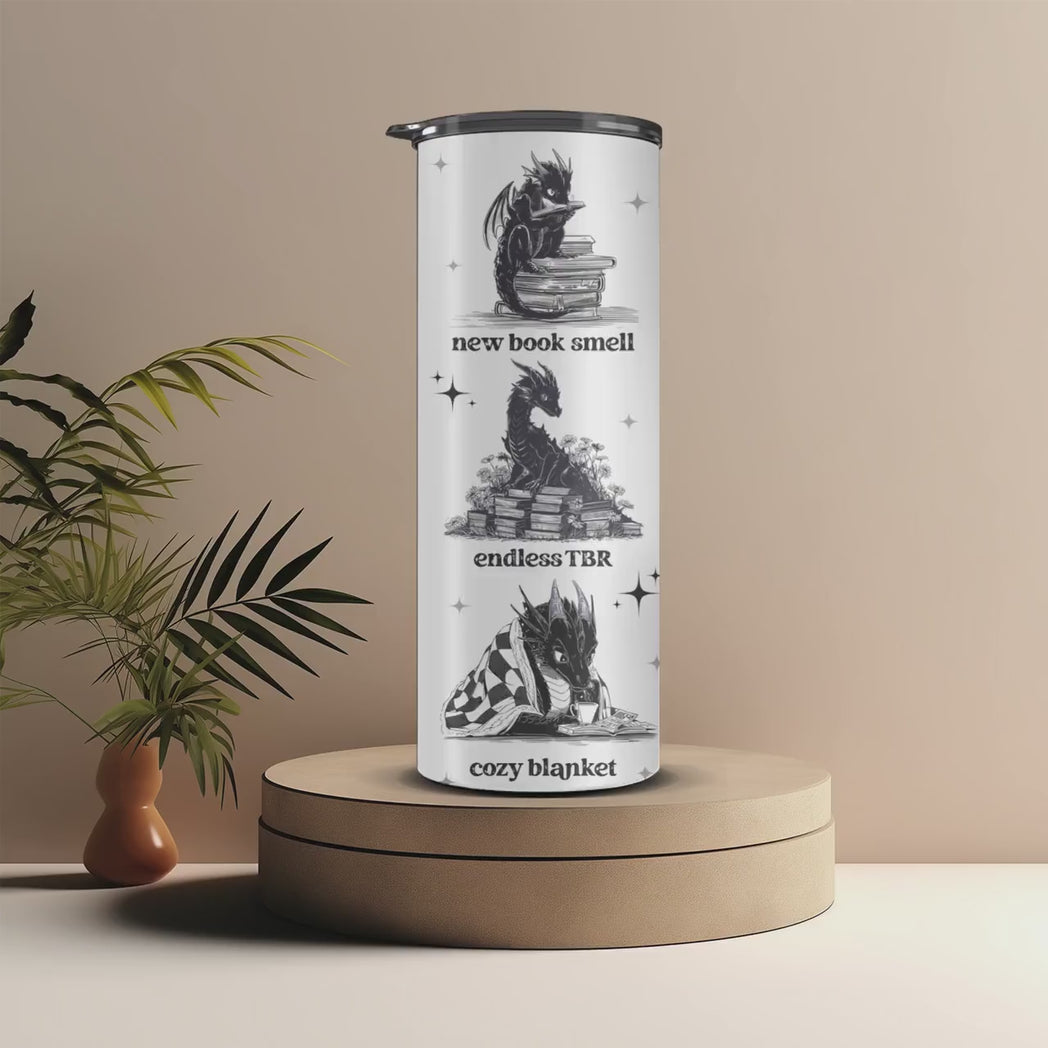 Book Dragon Things 20oz Skinny Tumbler Fantasy Reader Gift