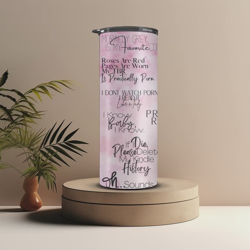 Spicy Romance Reader 20oz Skinny Tumbler Aesthetic Smut Bookish Travel Mug