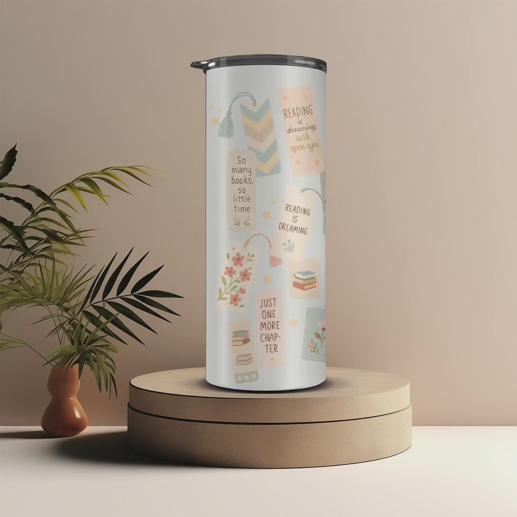 The Best Adventures Come With Bookmarks 20oz Skinny Tumbler Bookish Gift