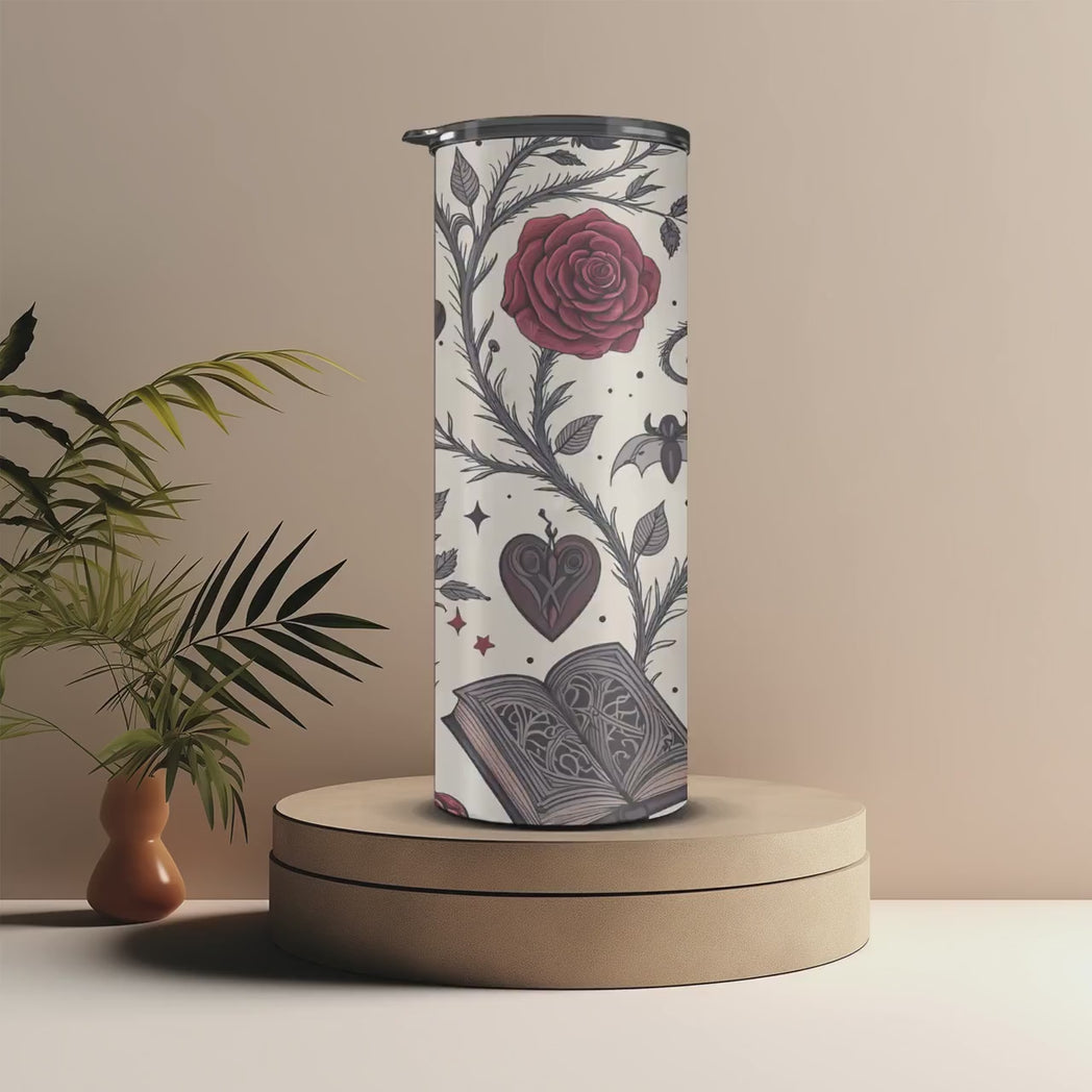 Gothic Romance Bookish 20oz Skinny Tumbler Dark Academia Reader Gift